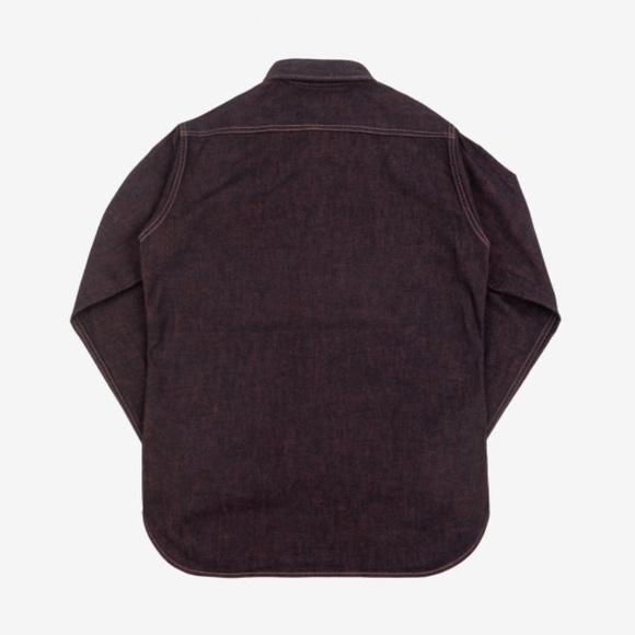 (NWT) Iron Heart 10oz Selvedge Denim Work Shirt - Indigo Overdyed Red (size M) - Picture 14 of 16